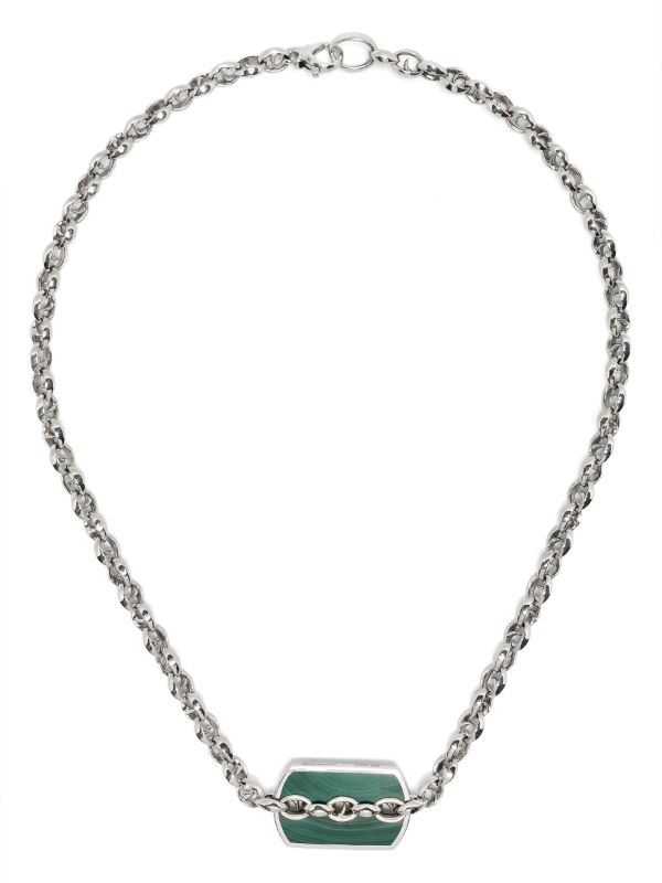 browns Stephen Webster Sterling Silver Inline Razer Tag Malachite Necklace | Browns Necklaces
