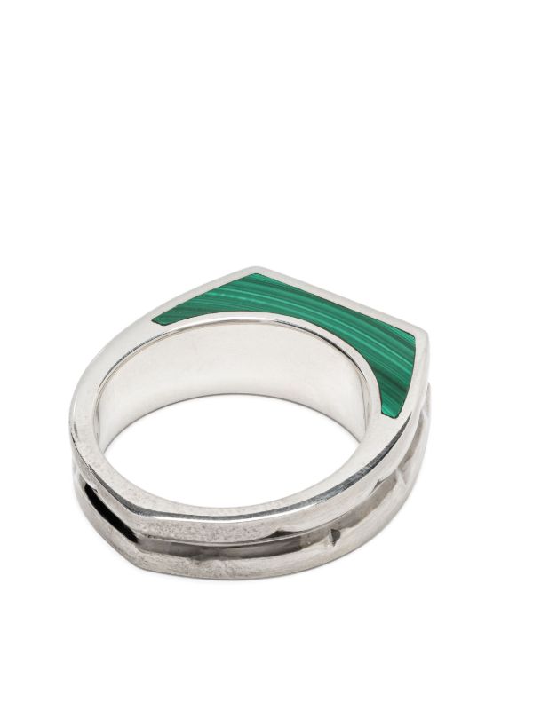 Browns Stephen Webster Sterling Silver Inscription Inlay Malachite Signet Ring | Browns Rings