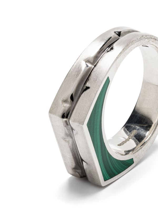 Browns Stephen Webster Sterling Silver Inscription Inlay Malachite Signet Ring | Browns Rings