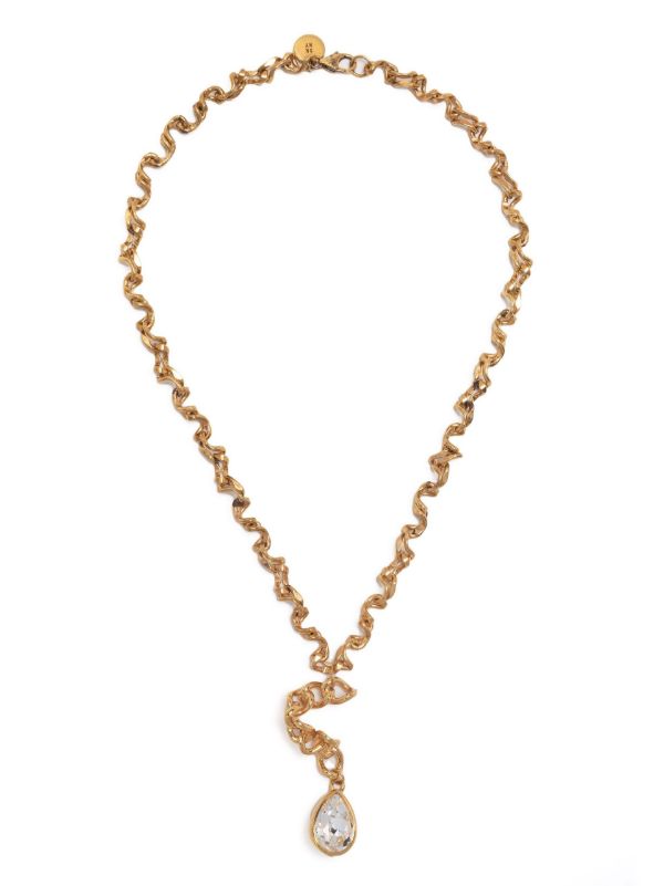 Browns Sterling King Gold-Plated Warp Chain Crystal Necklace | Browns Necklaces