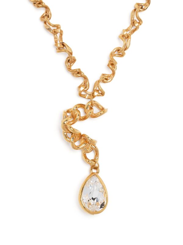 browns Sterling King Gold-Plated Warp Chain Crystal Necklace | Browns Necklaces