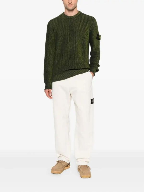 Browns Stone Island Ribbed Crew-neck Sweater | Browns Knitted Sweaters