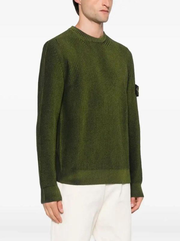 Browns Stone Island Ribbed Crew-neck Sweater | Browns Knitted Sweaters