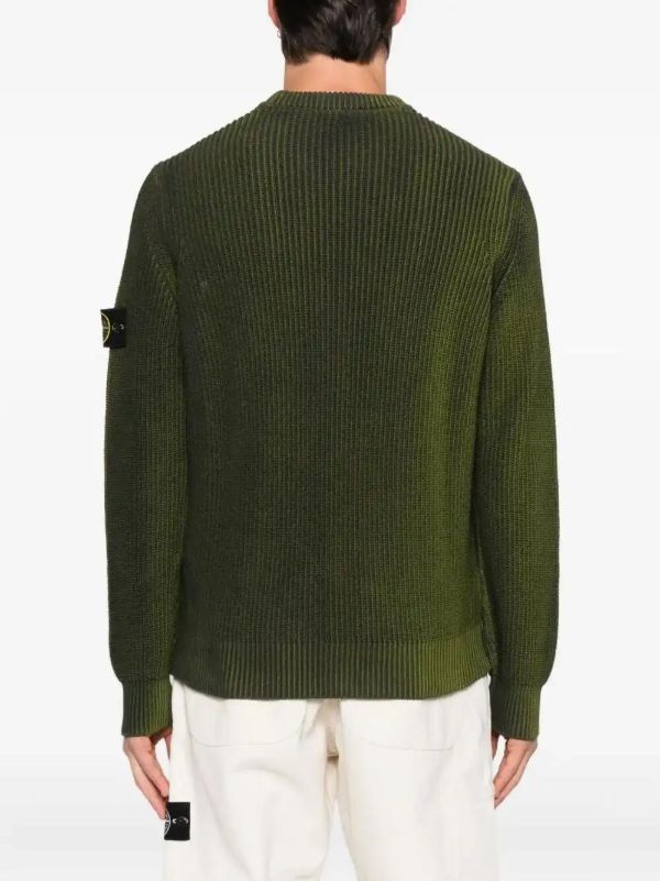 Browns Stone Island Ribbed Crew-neck Sweater | Browns Knitted Sweaters