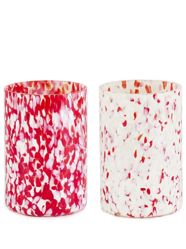 browns Stories of Italy red and white macchia glass tumbler set | Browns Glassware