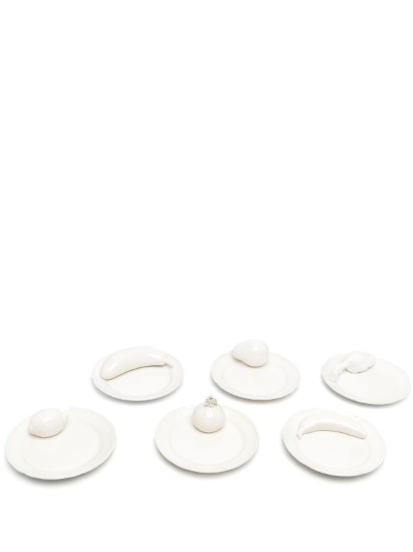 browns Stories of Italy White Arcimboldo Dessert Plates Set Of Six | Browns Decorative Objects