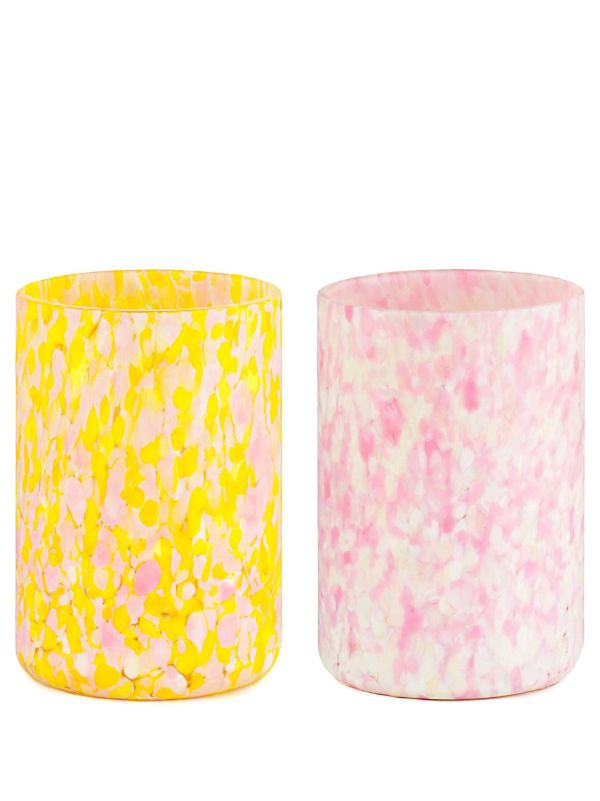 browns Stories of Italy yellow and pink Macchia glass tumbler set | Browns Glassware