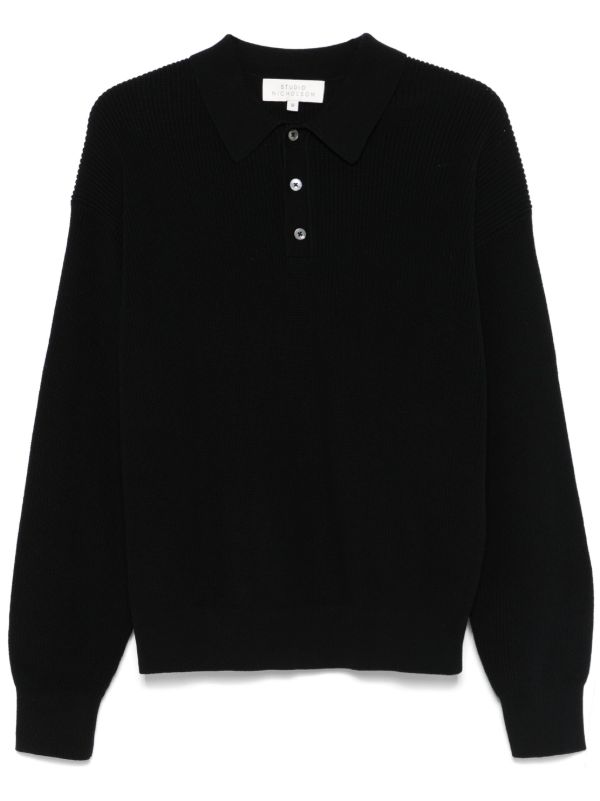 browns Studio Nicholson Blue Cotton Polo Sweater | Browns Polo Shirts