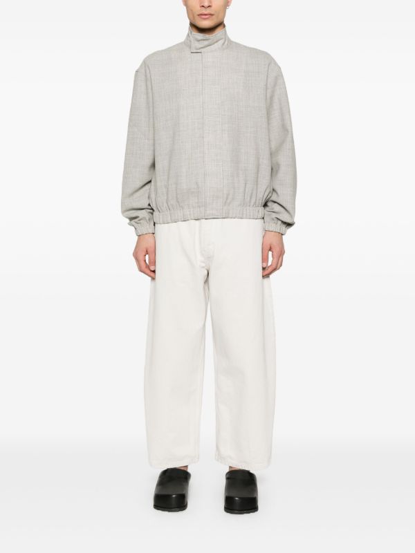 Browns Studio Nicholson Grey Slub-Textured Bomber Jacket