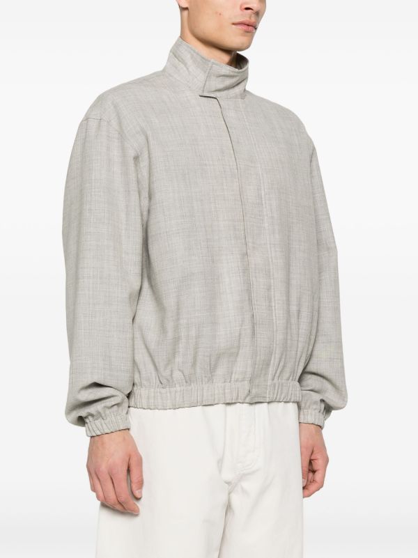 Browns Studio Nicholson Grey Slub-Textured Bomber Jacket