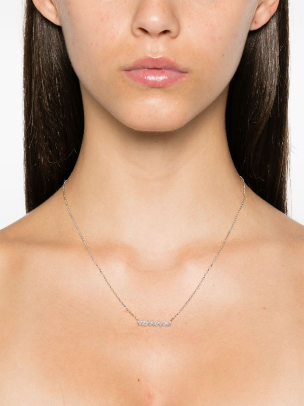 Browns Suzanne Kalan 18K White Gold Classic Diamond Bar Necklace | Browns Fine Necklaces