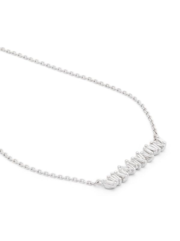 Browns Suzanne Kalan 18K White Gold Classic Diamond Bar Necklace | Browns Fine Necklaces