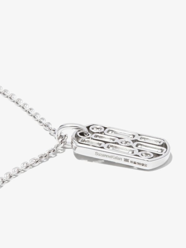 Browns Suzanne Kalan 18K White Gold Diamond Tag Necklace | Browns Necklaces