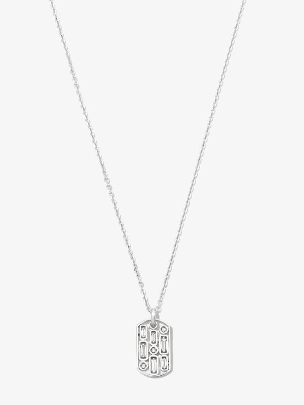 browns Suzanne Kalan 18K white gold diamond tag necklace | Browns Necklaces