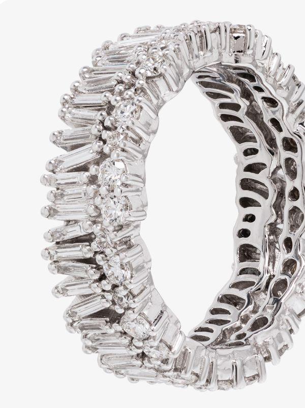 Browns Suzanne Kalan 18K White Gold Fireworks Short Stack Diamond Ring | Browns Fine Rings