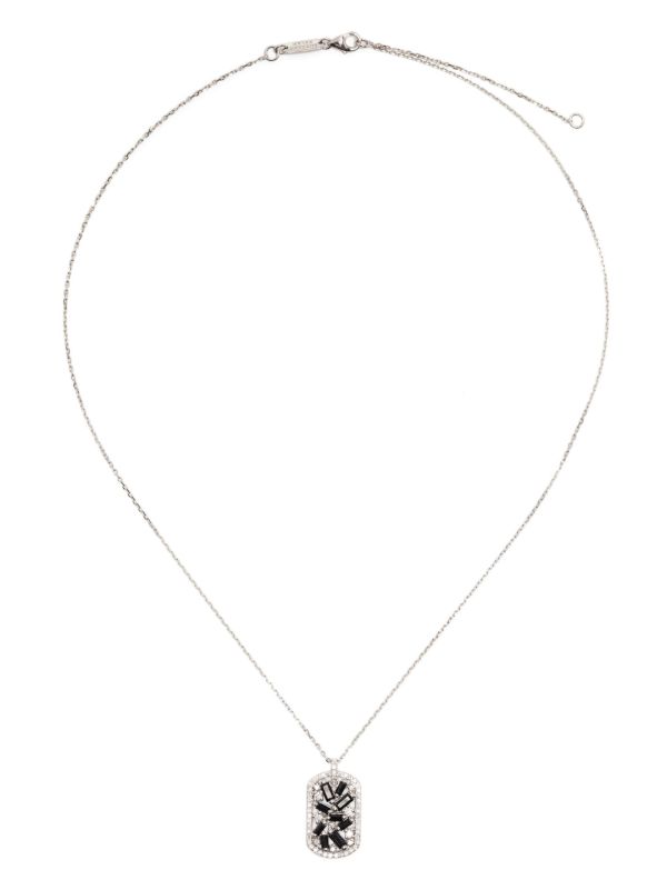 Browns Suzanne Kalan 18K White Gold Mini Dogtag Diamond Necklace | Browns Necklaces