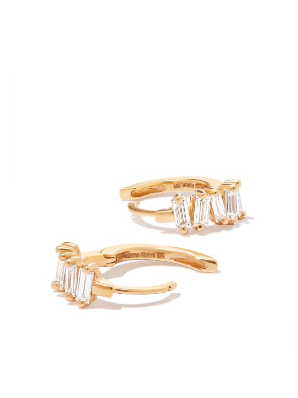 Browns Suzanne Kalan 18K Yellow Gold Bold Diamond Huggie Earrings | Browns Fine Earrings