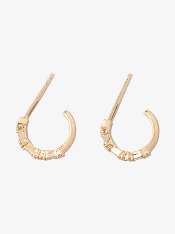 Browns Suzanne Kalan 18K Yellow Gold Classic Hoop Thin Mix Diamond Hoop Earrings | Browns Fine Earrings