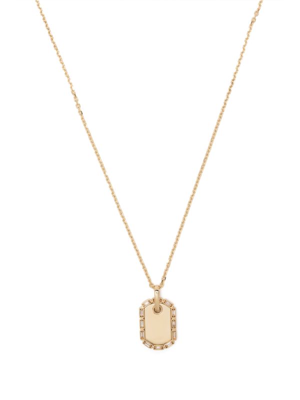 browns Suzanne Kalan 18K yellow gold Dog Tag medium diamond necklace | Browns Necklaces