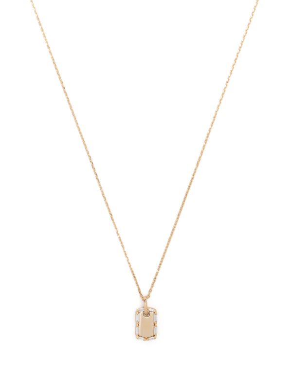 browns Suzanne Kalan 18K yellow gold Medium Dog Tag diamond necklace | Browns Fine Necklaces