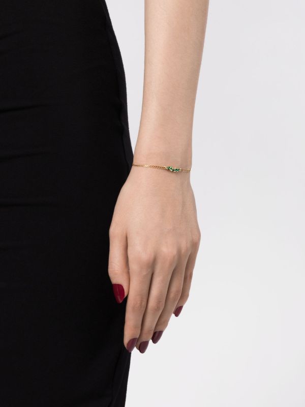 Browns Suzanne Kalan 18K Yellow Gold Willow Bar Emerald And Diamond Bracelet | Browns Fine Bracelets