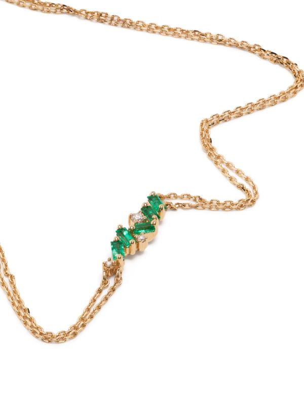 Browns Suzanne Kalan 18K Yellow Gold Willow Bar Emerald And Diamond Bracelet | Browns Fine Bracelets