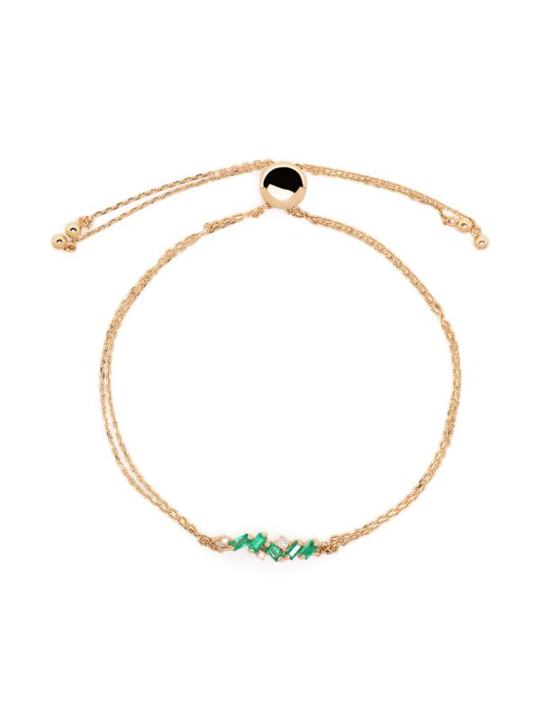 browns Suzanne Kalan 18K yellow gold Willow Bar emerald and diamond bracelet | Browns Fine Bracelets