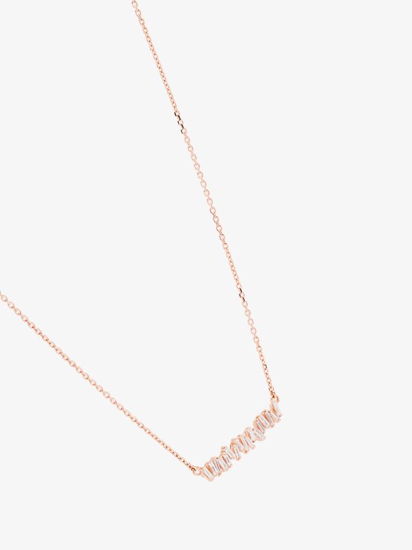 Browns Suzanne Kalan 18kt Rose Gold Classic Diamond Bar Necklace | Browns Fine Necklaces