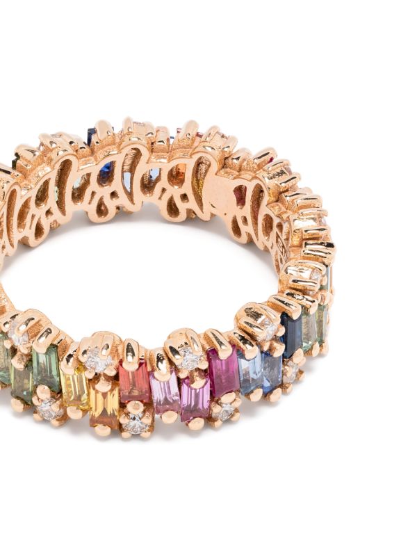 Browns Suzanne Kalan 18kt Rose Gold Shimmer Alaia Rainbow Sapphire Eternity Band Ring | Browns Fine Rings
