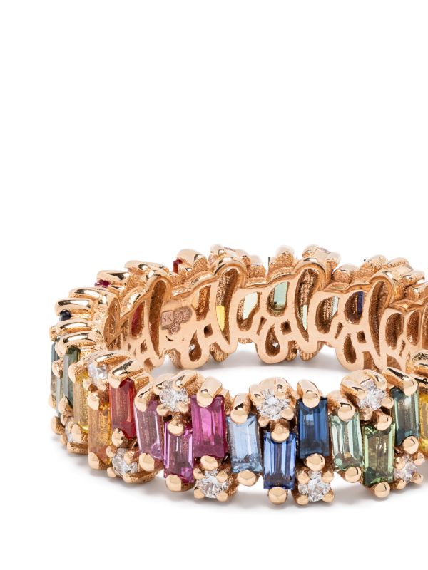Browns Suzanne Kalan 18kt Rose Gold Shimmer Alaia Rainbow Sapphire Eternity Band Ring | Browns Fine Rings