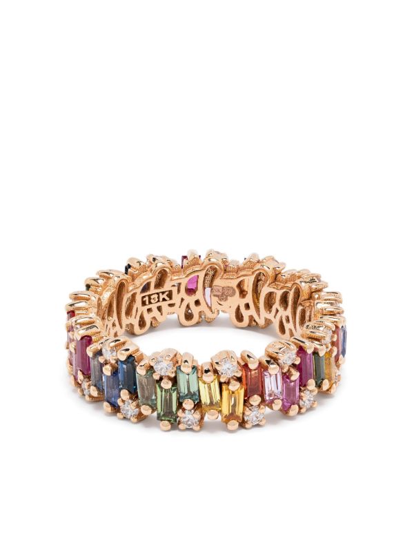 browns Suzanne Kalan 18kt rose gold Shimmer Alaia Rainbow sapphire eternity band ring | Browns Fine Rings