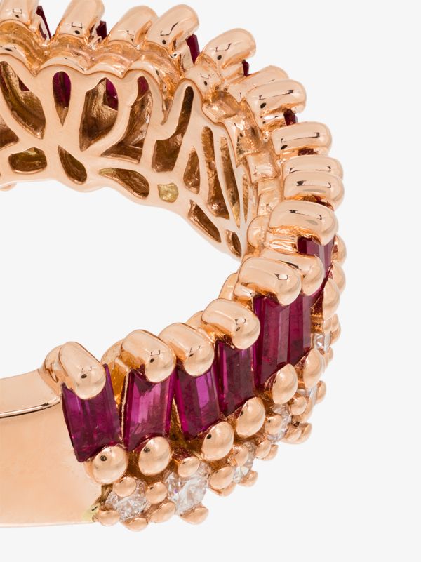 Browns Suzanne Kalan 18kt Rose Gold Short Slack Ruby Half Band Ring | Browns Fine Rings