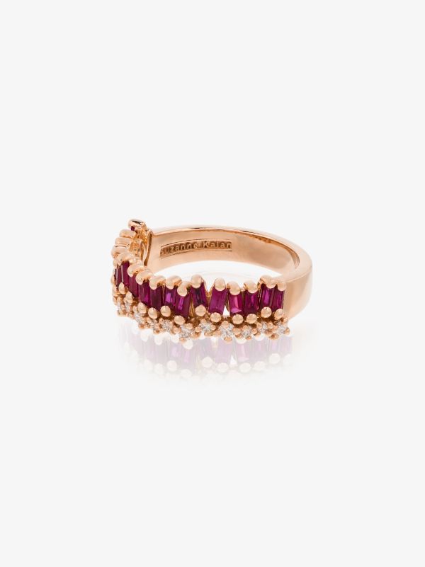 browns Suzanne Kalan 18kt rose gold Short Slack ruby half band ring | Browns Fine Rings