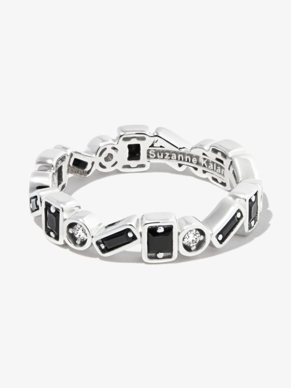 browns Suzanne Kalan 18kt white gold Inlay Zigzag sapphire eternity band ring | Browns Rings