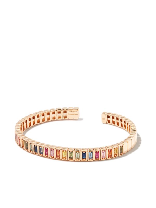 browns Suzanne Kalan 18kt yellow gold Inlay Classic Rainbow sapphire bangle | Browns Bracelets
