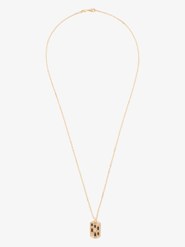 Browns Suzanne Kalan 18kt Yellow Gold Inlay Sapphire Dog Tag Pendant Necklace | Browns Necklaces