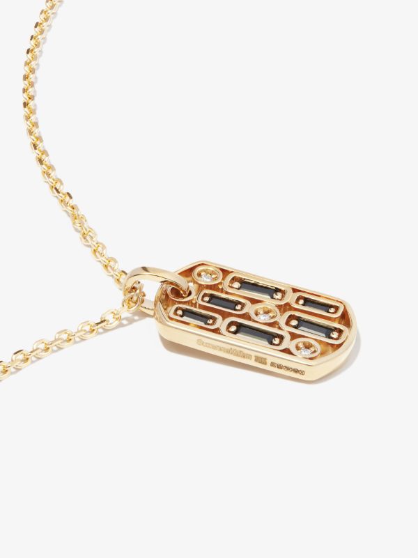 Browns Suzanne Kalan 18kt Yellow Gold Inlay Sapphire Dog Tag Pendant Necklace | Browns Necklaces