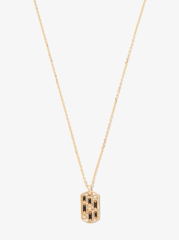 browns Suzanne Kalan 18kt yellow gold Inlay sapphire dog tag pendant necklace | Browns Necklaces