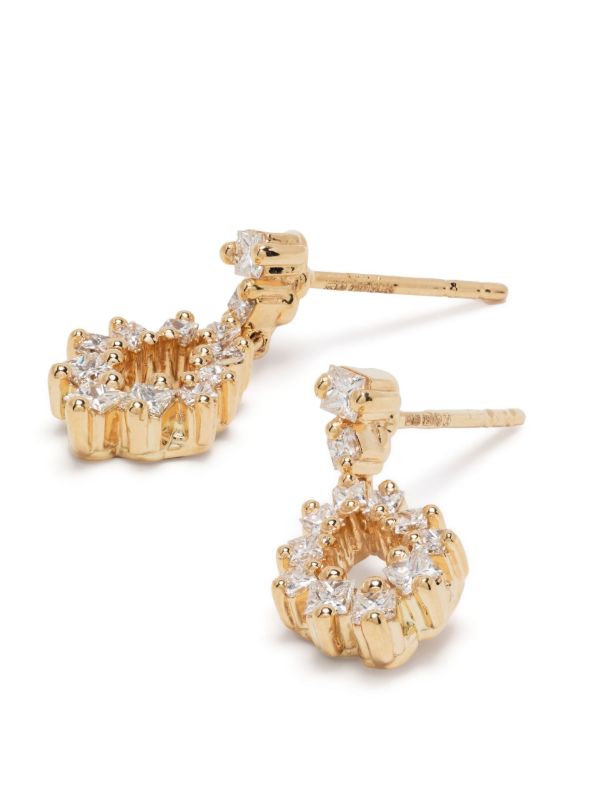 Browns Suzanne Kalan 18kt Yellow Gold Princess Diamond Pear Drop Earrings | Browns Fine Earrings