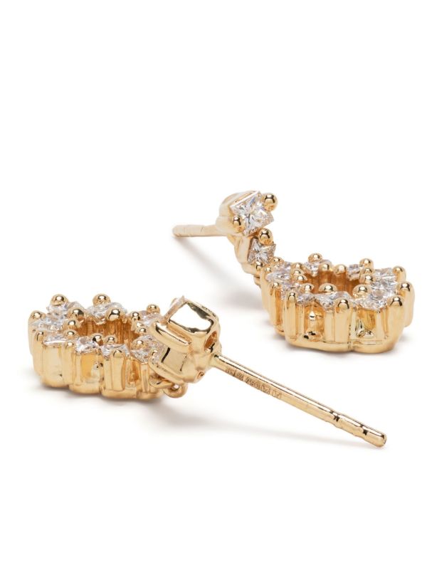 Browns Suzanne Kalan 18kt Yellow Gold Princess Diamond Pear Drop Earrings | Browns Fine Earrings