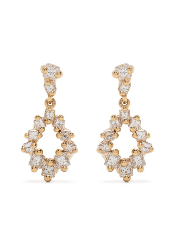 browns Suzanne Kalan 18kt yellow gold Princess diamond pear drop earrings | Browns Fine Earrings