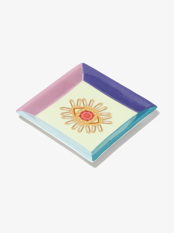 browns Suzanne Kalan X Jonathan Adler green Evil Eye porcelain jewellery tray | Browns Trays