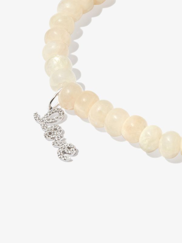 Browns Sydney Evan 14K White Gold Love Script Beaded Diamond Bracelet | Browns Bracelets