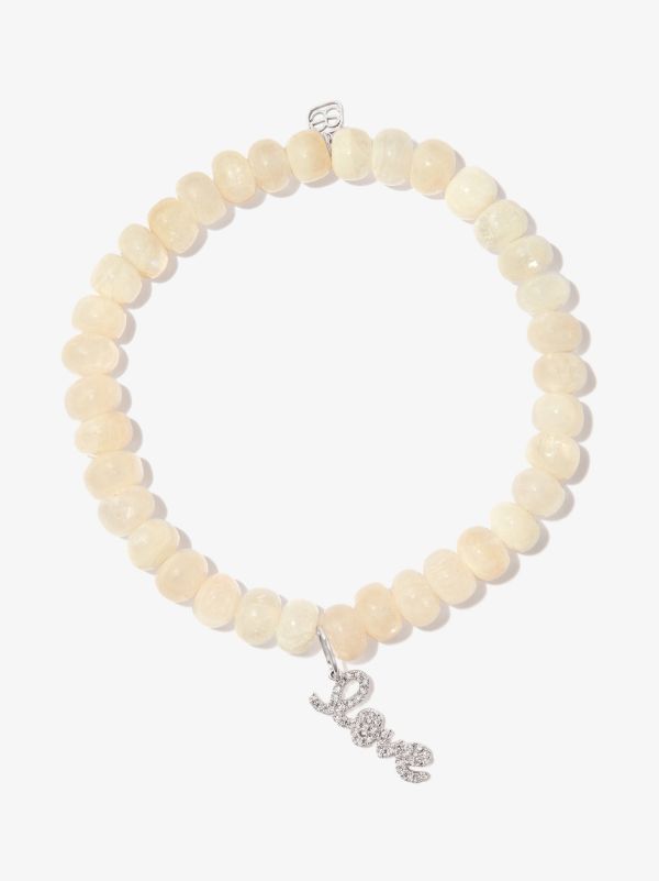 browns Sydney Evan 14K white gold love script beaded diamond bracelet | Browns Bracelets