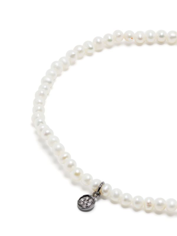 Browns Sydney Evan 14K White Gold Tiny Disc Pearl And Diamond Bracelet | Browns Bracelets