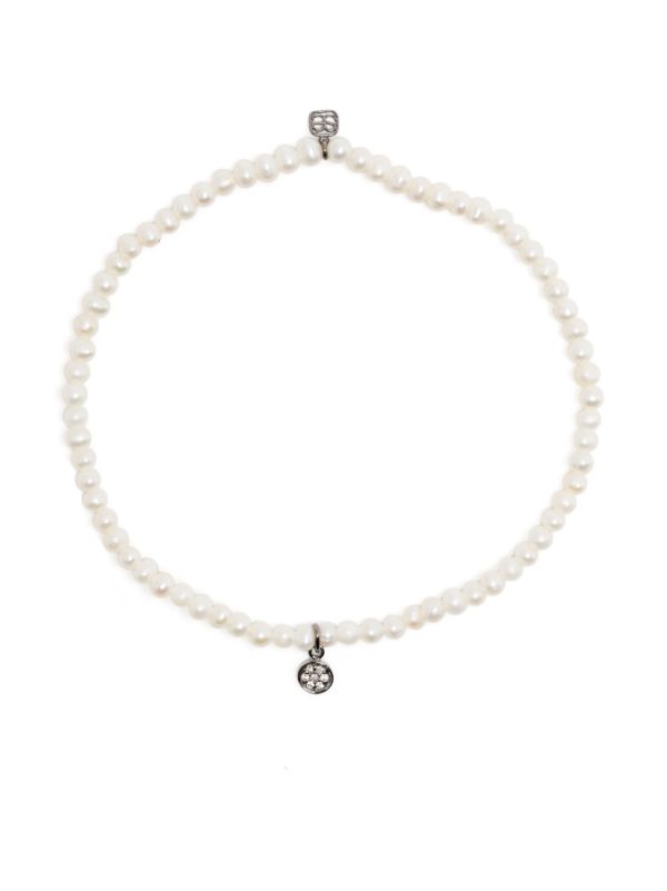 browns Sydney Evan 14K white gold Tiny Disc pearl and diamond bracelet | Browns Bracelets