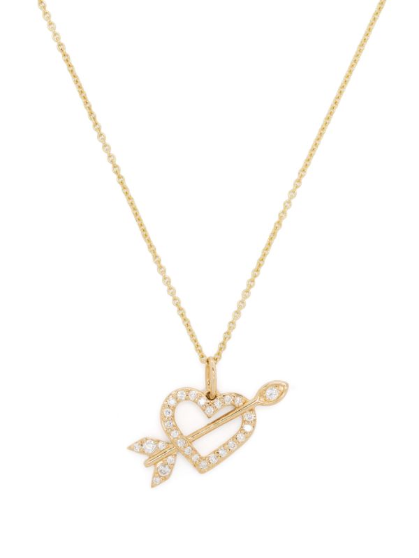 browns Sydney Evan 14K Yellow Gold Arrow Heart Diamond Charm Necklace | Browns Fine Necklaces