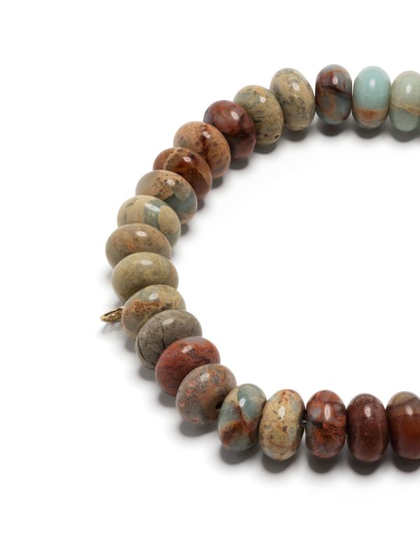 Browns Sydney Evan 14k Yellow Gold Brown Diamond Charm Snakeskin Jasper Bracelet | Browns Bracelets