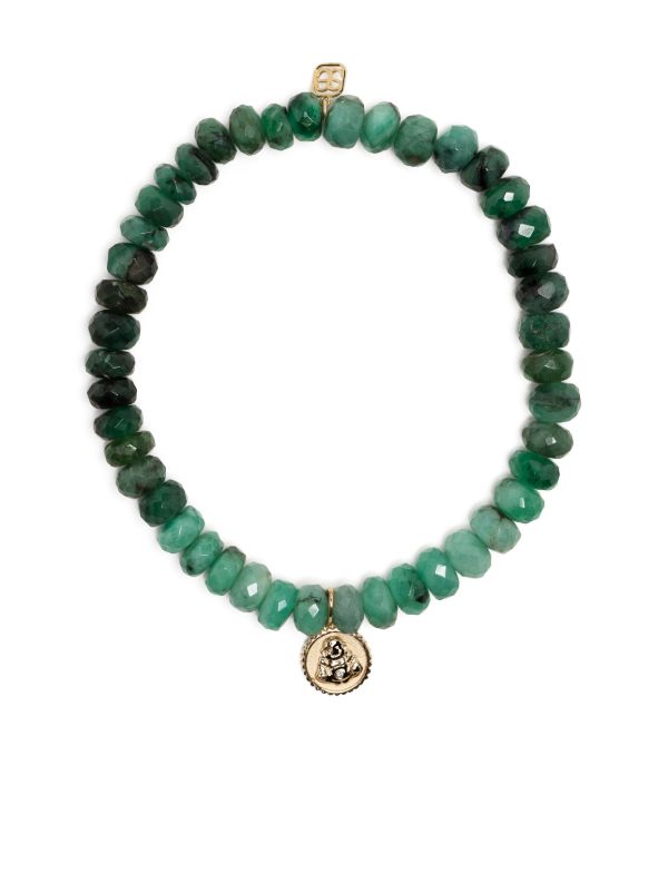 browns Sydney Evan 14K yellow gold Buddha Coin emerald bracelet | Browns Fine Bracelets