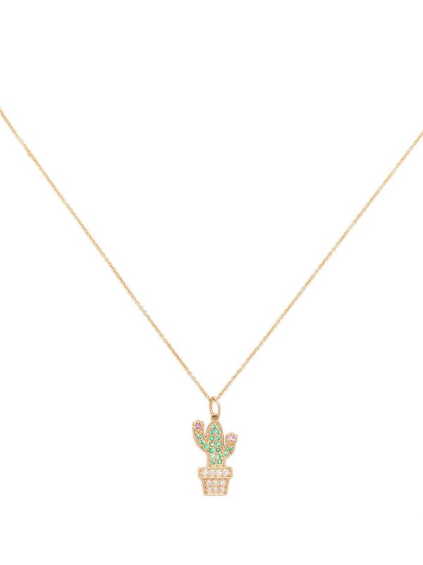 browns Sydney Evan 14K yellow gold Cactus diamond necklace | Browns Fine Necklaces